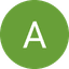White capital letter A centered on a solid olive green circle with a black background.